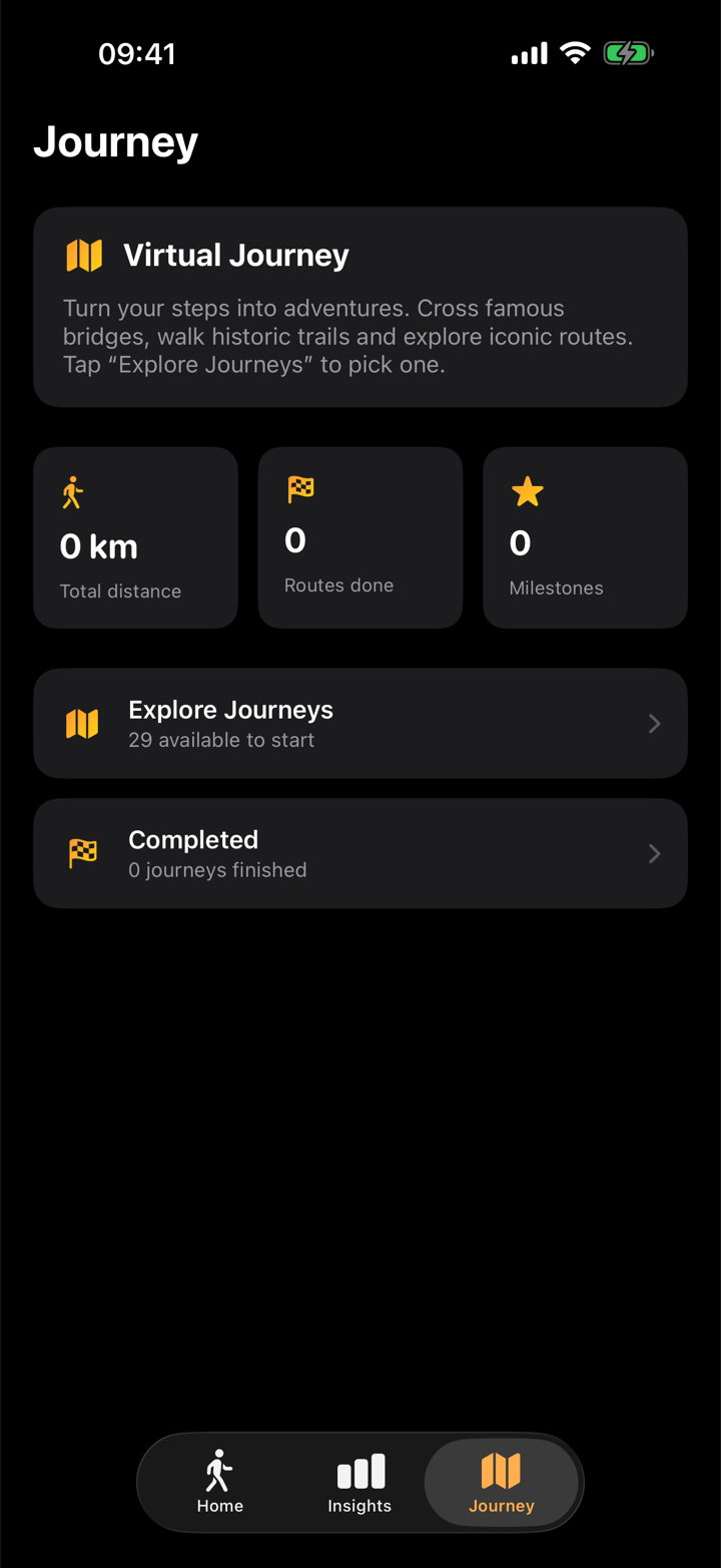 Journey catalogue listing real routes including Millennium Bridge, Tower Bridge and Sydney Harbour Bridge